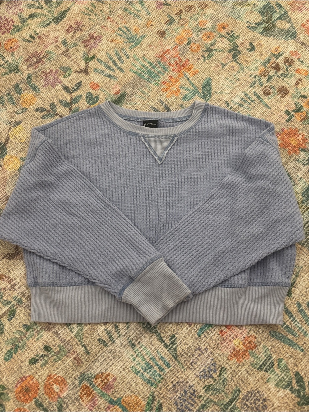 Casual Kid’s Light Blue Waffle Knit Crewneck Sweater
